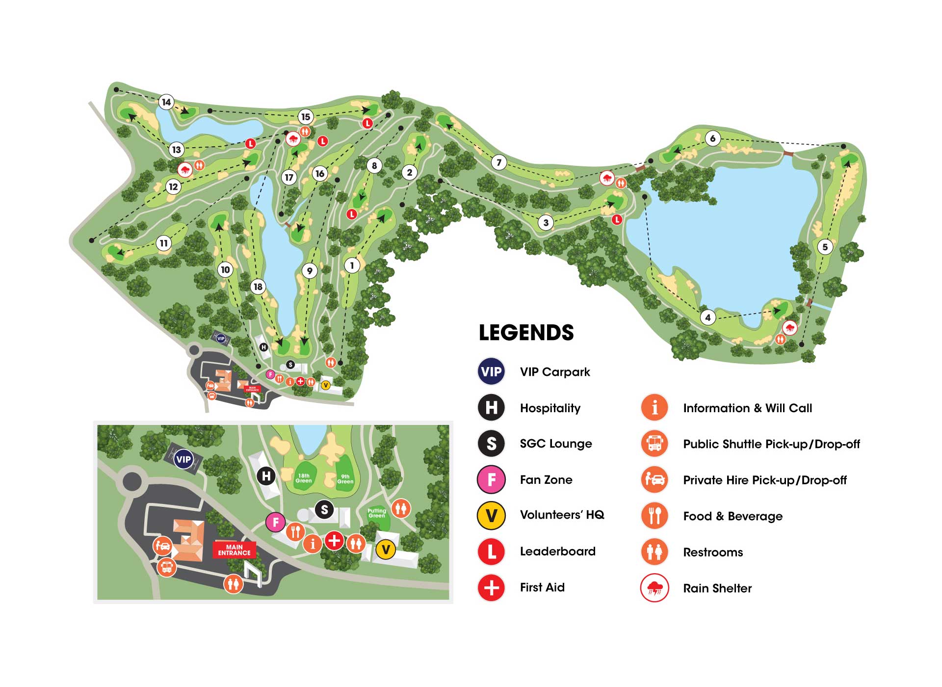 Course map of The Serapong course at sentosa Golf Club, venue of the 2026 Singapore Open
